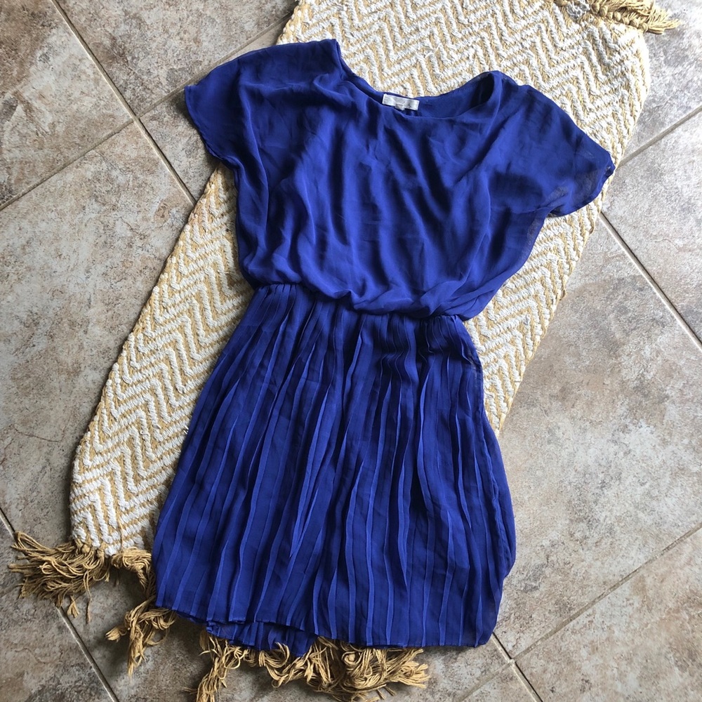 Nordstrom Lush cobalt blue pleated dress small